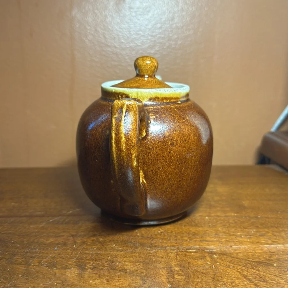 Antique Star Stoneware  Pottery Teapot Brown Ohio